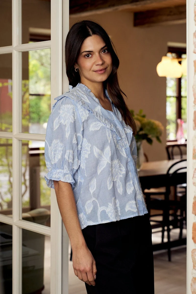 Neo Noir - Manet Jacquard Blouse 168480 - 145 - Light Blue