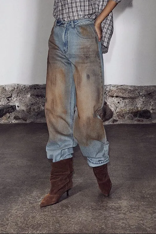 Haute L'Amitié - Barrel Vintage Wash Flip Jeans HL10717 - Bleach Dirt Denim