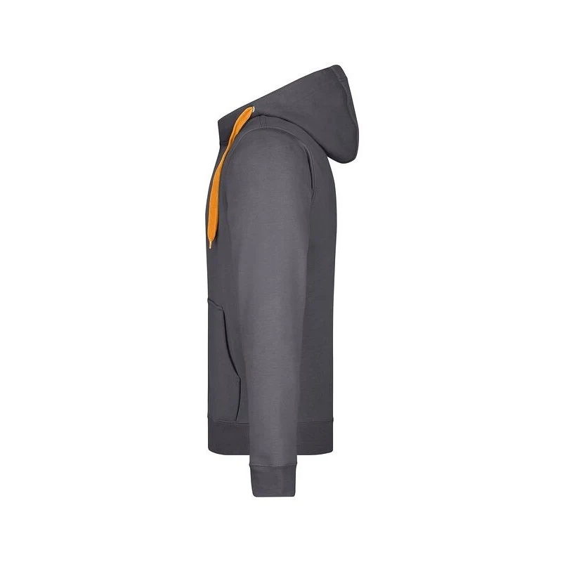 James & Nicholson - Double Face Hoodie met Rits - Carbon/Orange