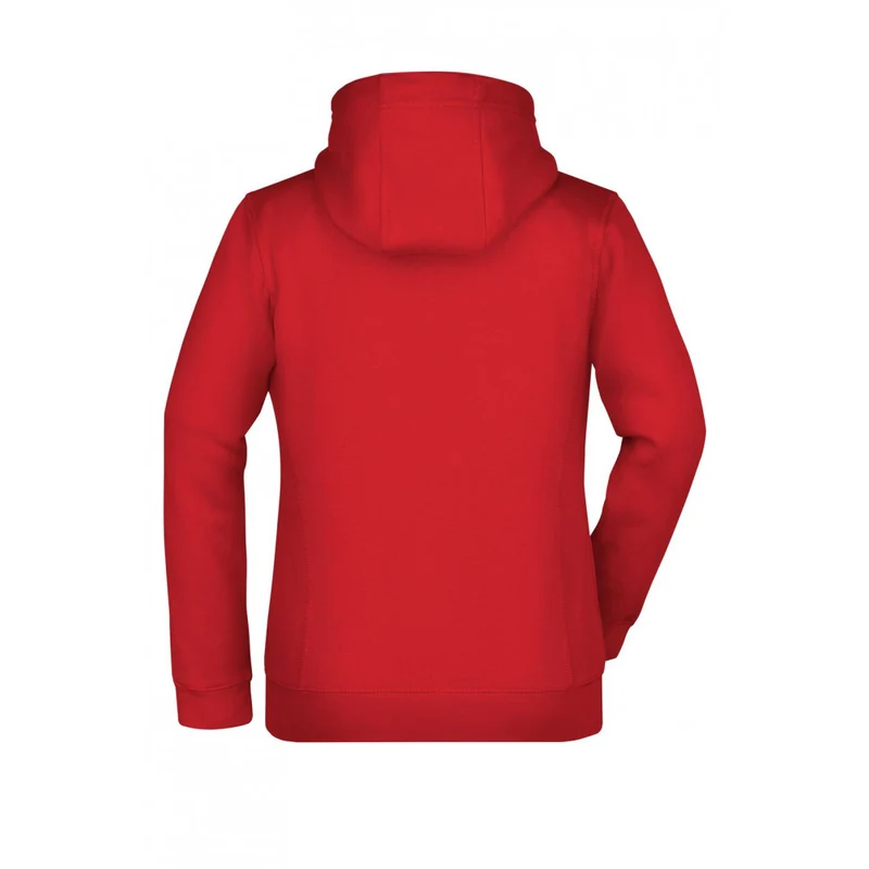 James & Nicholson - Double Face Dames Hoodie met Rits - Red/Carbon
