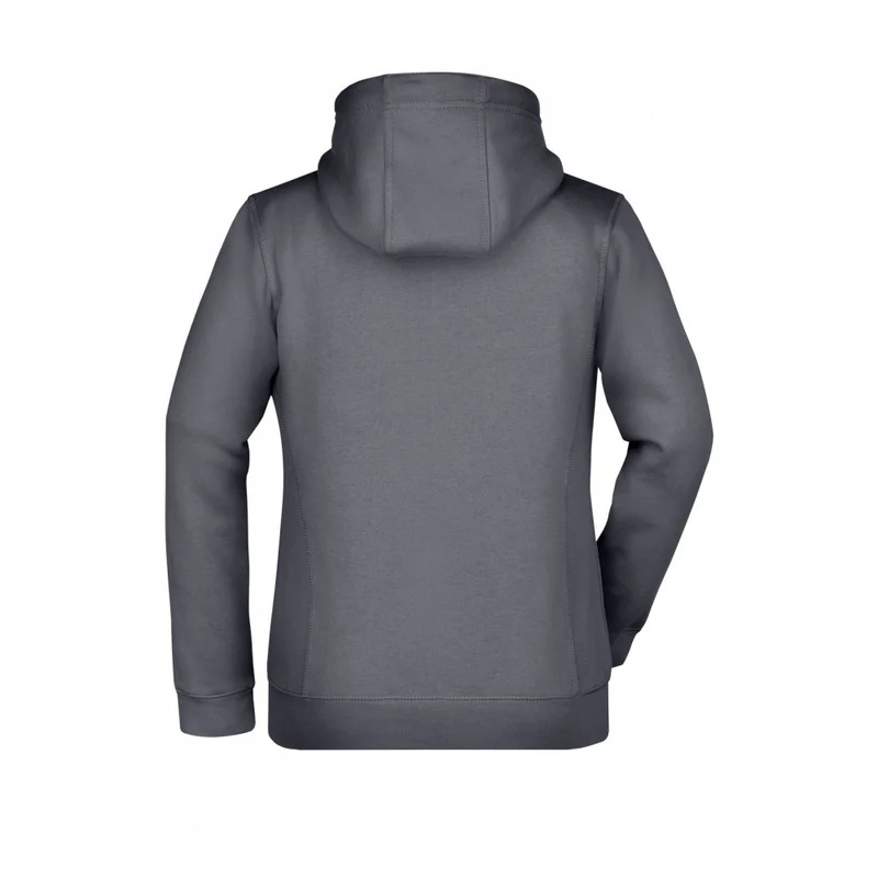 James & Nicholson - Double Face Dames Hoodie met Rits - Carbon/Orange