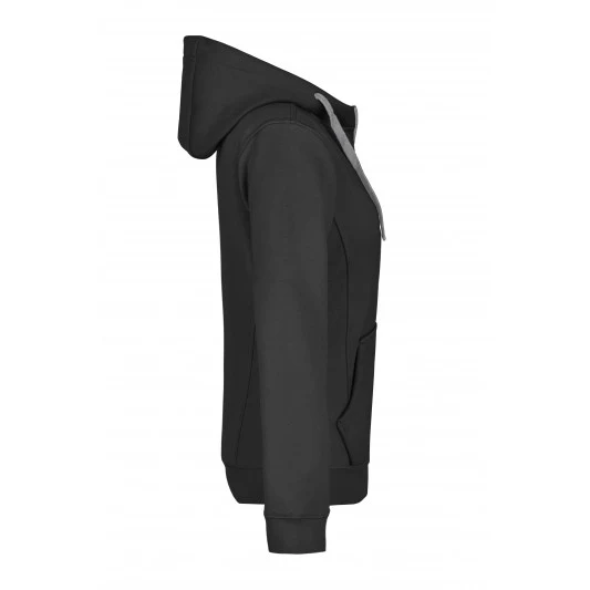 James & Nicholson - Double Face Dames Hoodie met Rits - Black/Carbon