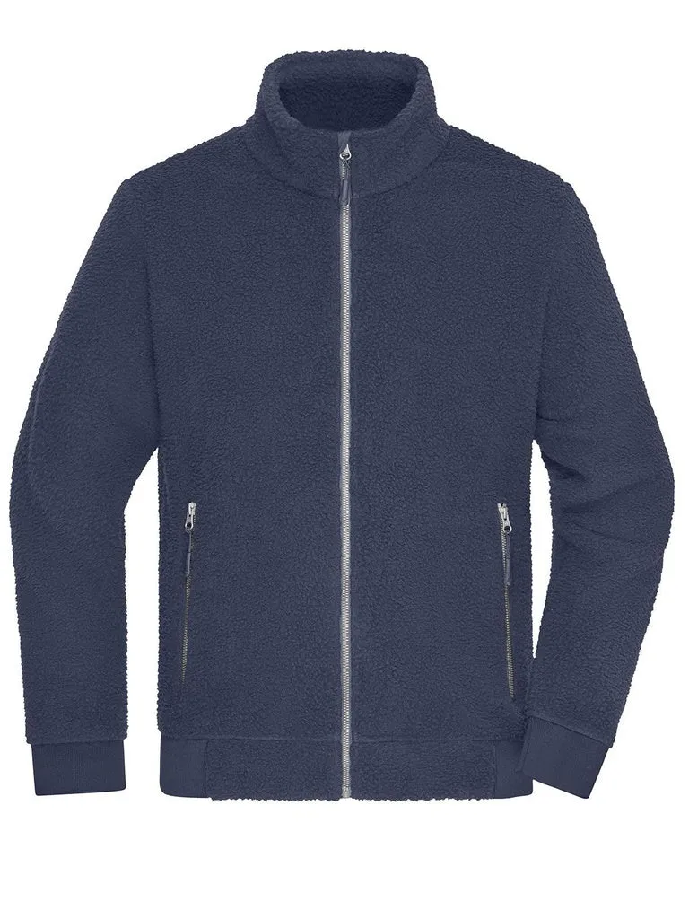 James & Nicholson - Sherpa Sweater met Rits - Navy