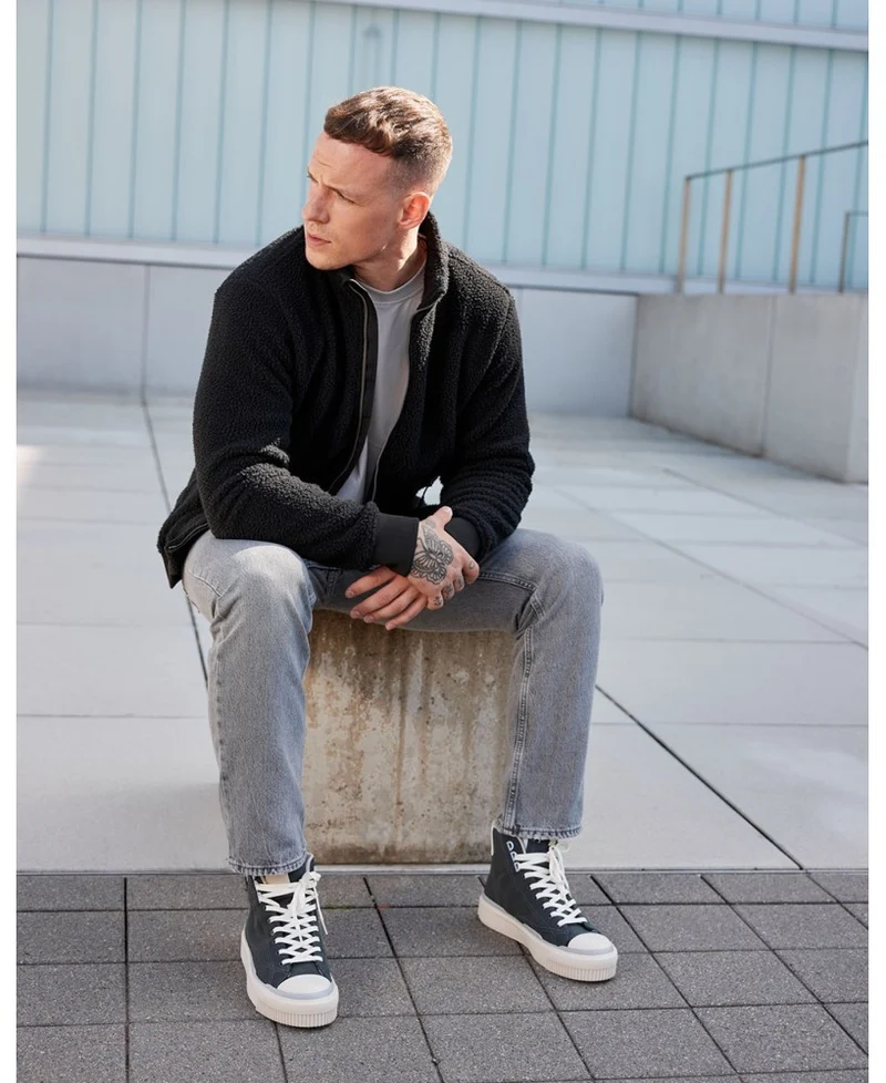 James & Nicholson - Sherpa Sweater met Rits - Black