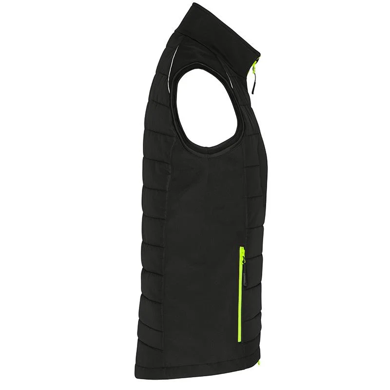 James & Nicholson - Hybrid Dames Bodywarmer - Black/Neon Yellow