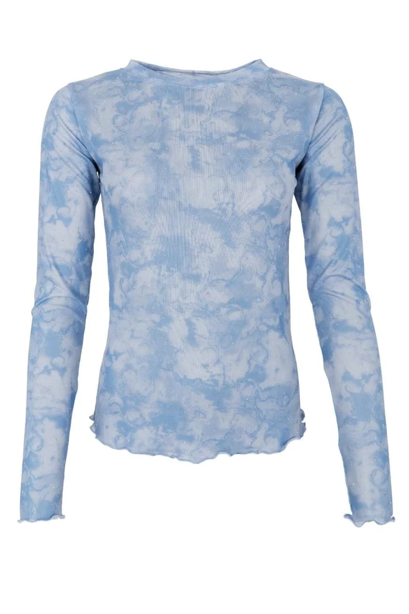 Black Colour - Bcannie Shimmer Mesh Blouse 41070 - Shirts - Blue