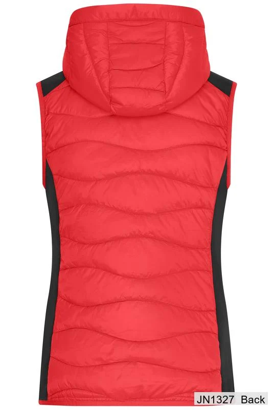 James & Nicholson - Hybrid Dames Bodywarmer - Red/Black