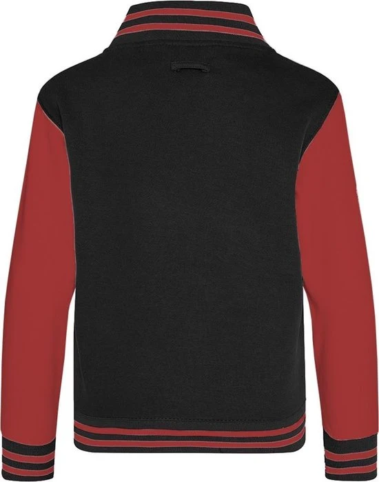 Just Hoods - Varsity Jacket - Jet Black / Fire Red