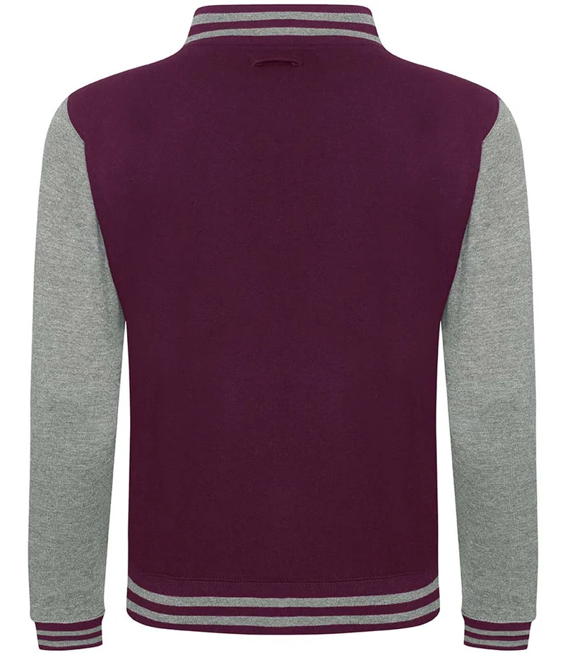 Just Hoods - Varsity Jacket - Burgundy / Heather Grey