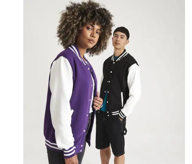 Just Hoods - Varsity Jacket - Purple / White