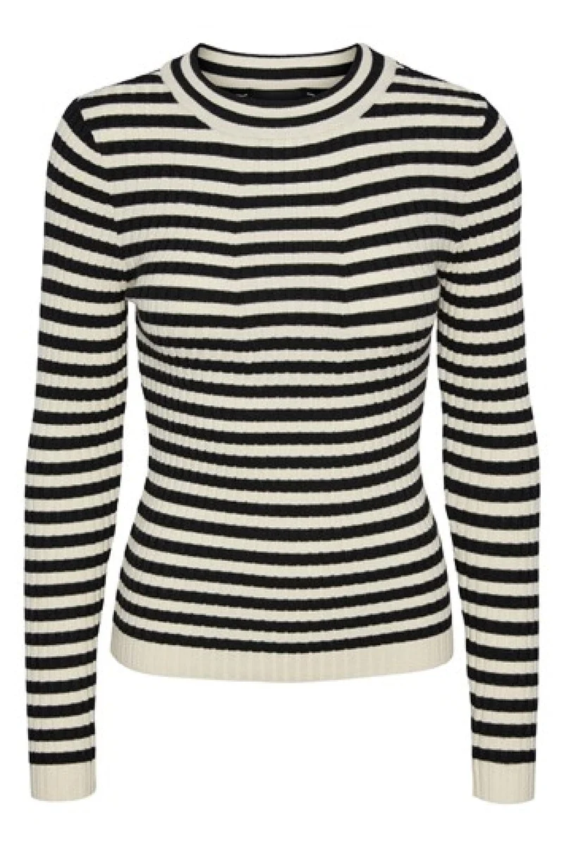 Pieces - Pccrista Ls O-Nech Knit Noos - Black With Birch