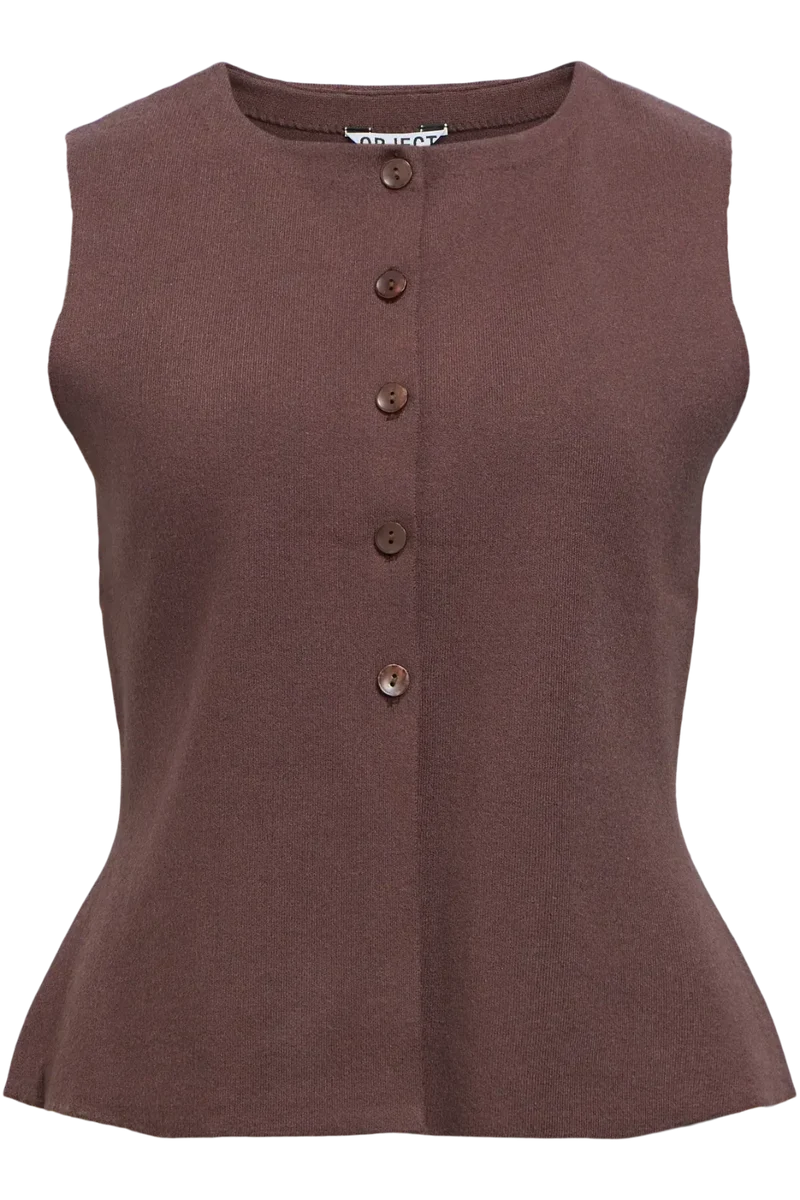 Object - Objreynard Re Knit Vest - 4927200 Seal Brown