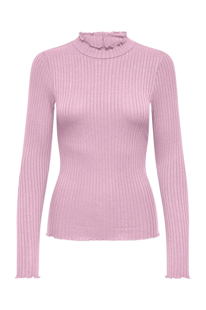 JDY - Jdyfransiska Life L/S Hi-Nck Top Jr - 4957326 Pink Lady