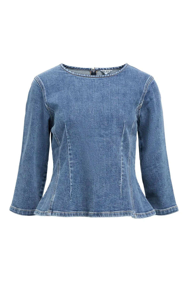 Object - Objrosie 2/4 Re Sculpture Top Aw Fair 25 - 5000973 Medium Blue Denim