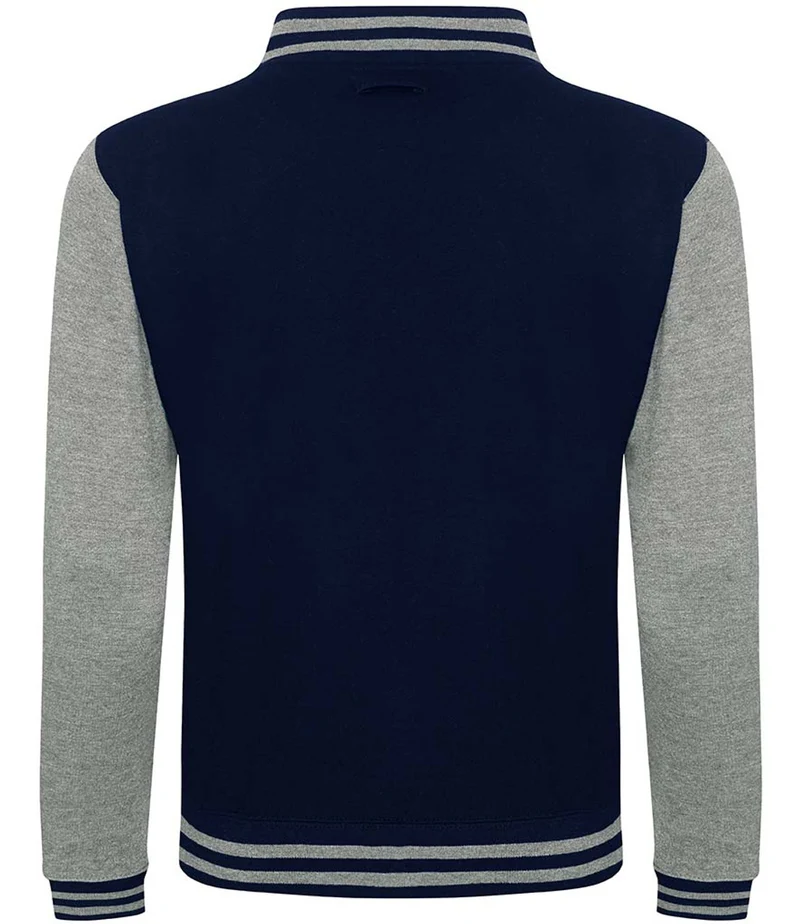 Just Hoods - Varsity Jacket - Oxford Navy / Heather Grey