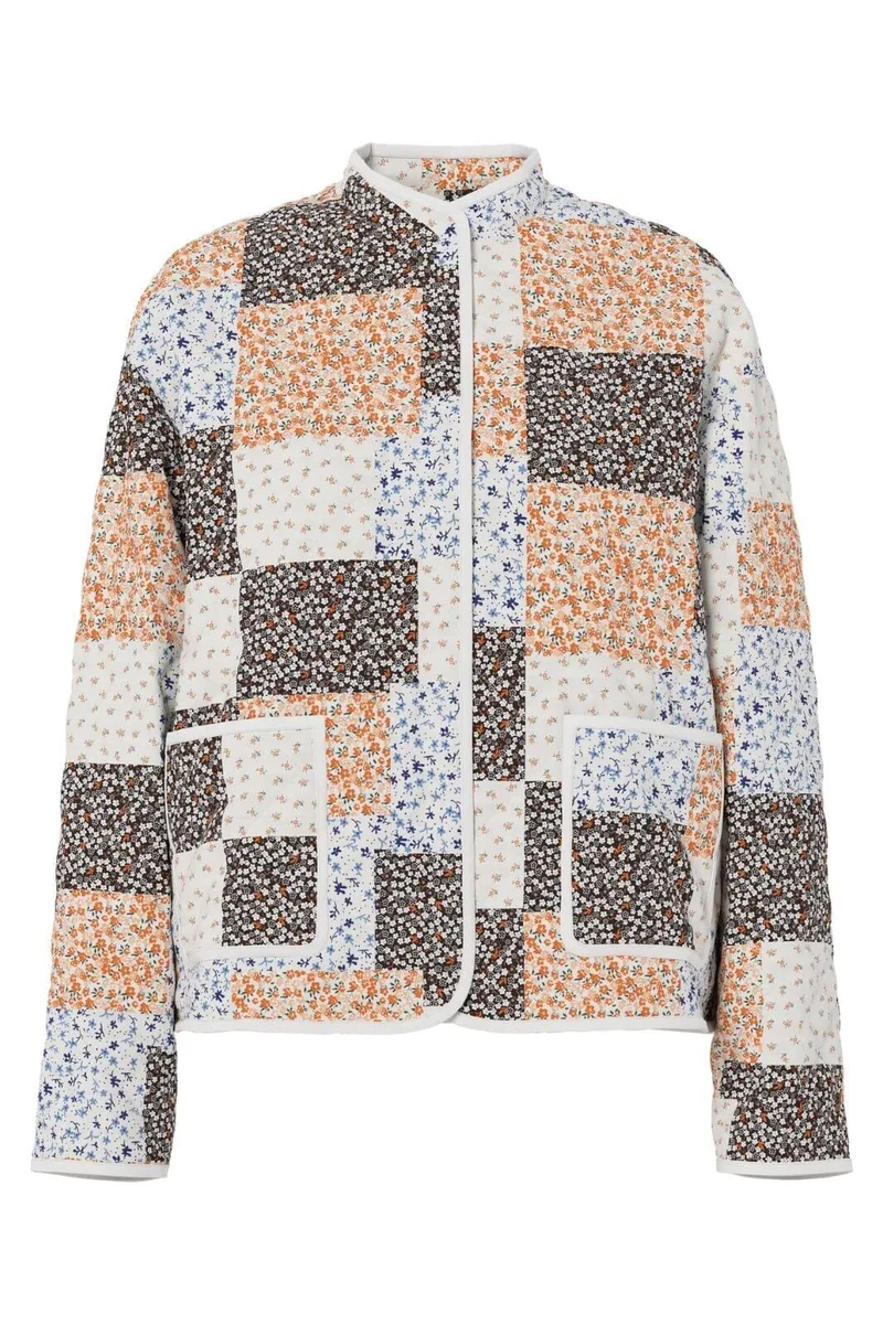 Pieces - Pcrikke Quilted Jacket - 4928324 Cloud Dancer Patchwork