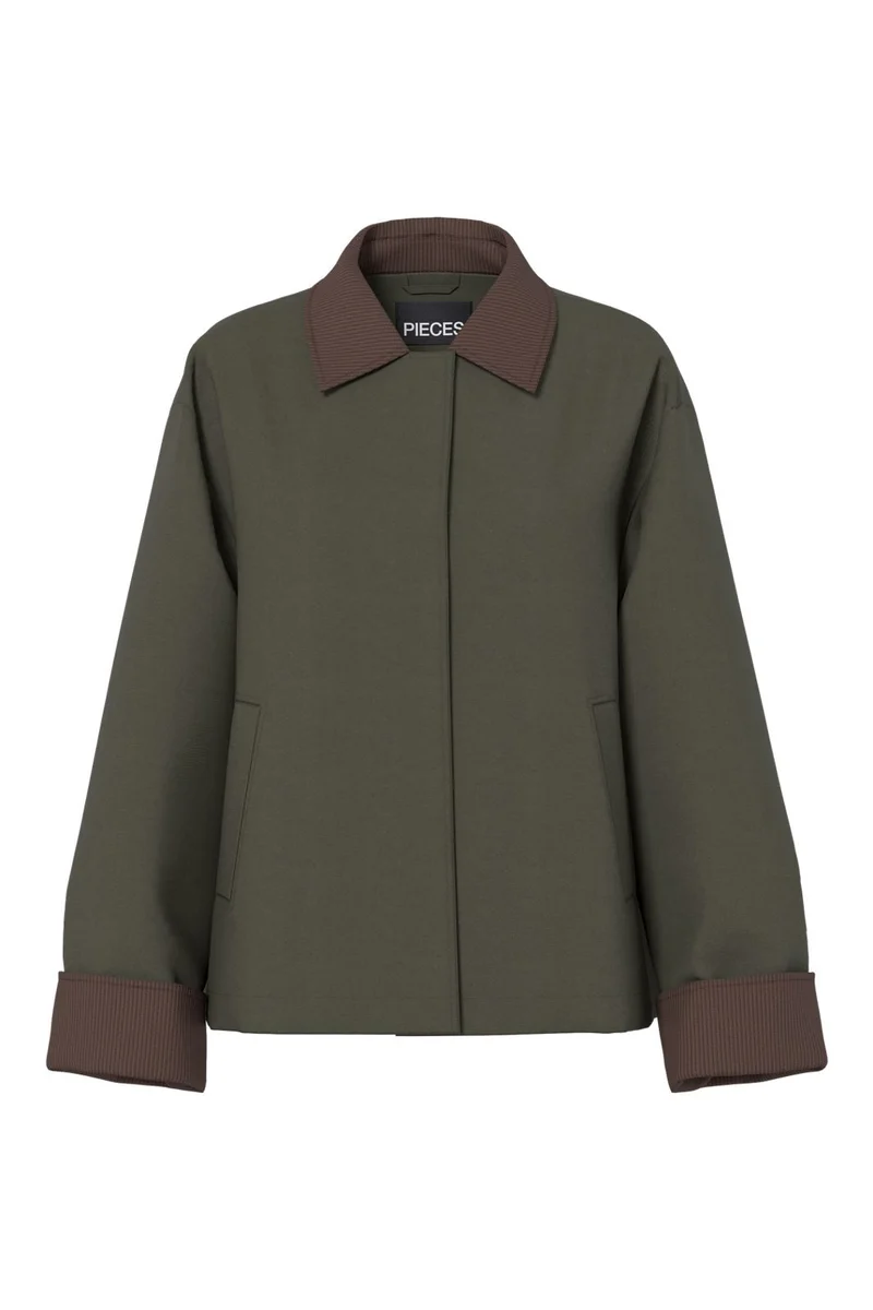 Pieces - Pcjorma Short Light Jacket - 5018129 Forest Night Hot Fudge