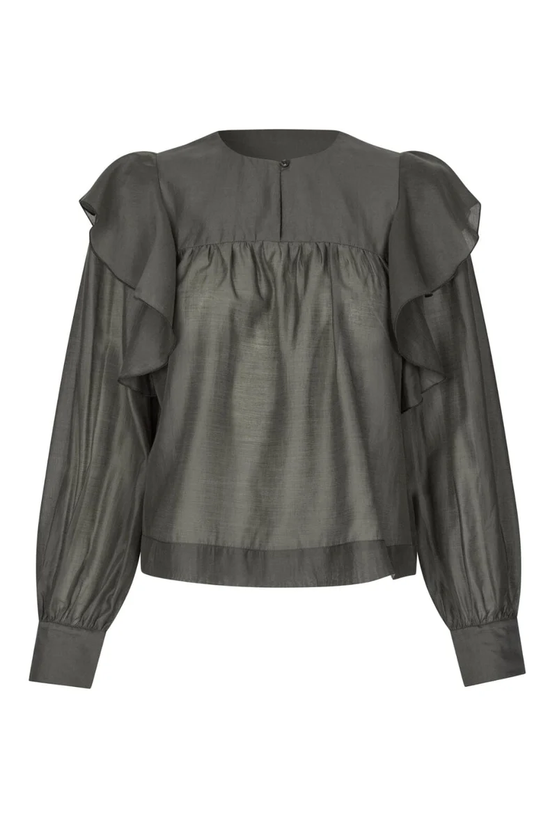 Second Female - Dream Ruffle Blouse 60192 - 4071 Wren