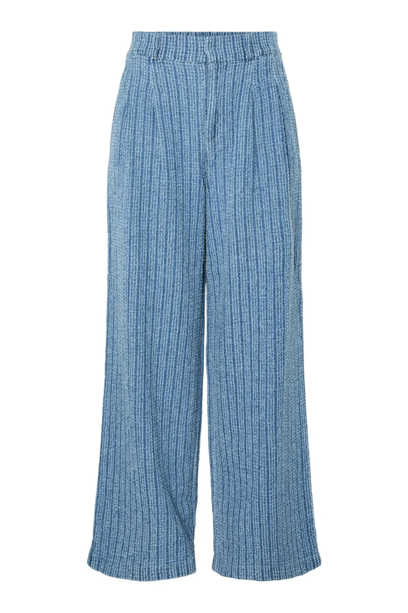 Pieces - Pcmalba Wide Denim Pants - 4847944 Medium Blue Denim Washed