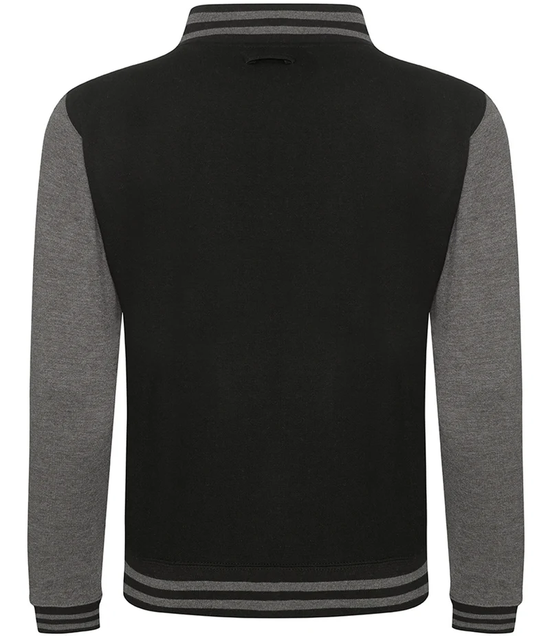Just Hoods - Varsity Jacket - Jet Black / Charcoal (Heather)