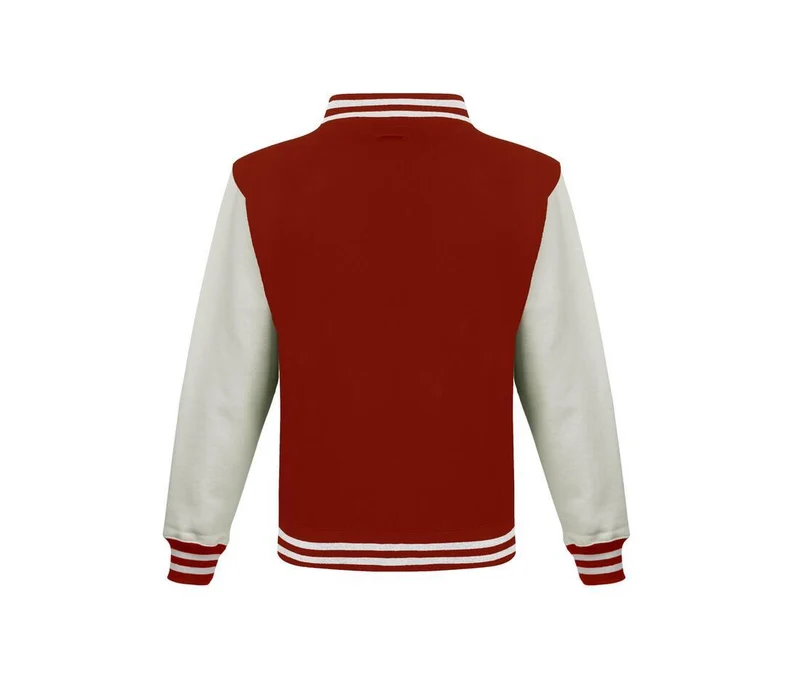 Just Hoods - Varsity Jacket - Fire Red / White