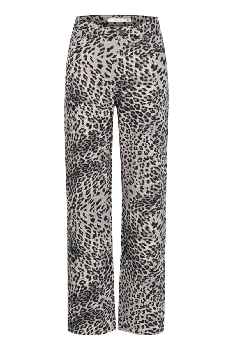 Gestuz - Gzleora Wide Jeans 10910300 - 107696 Grey Leopard
