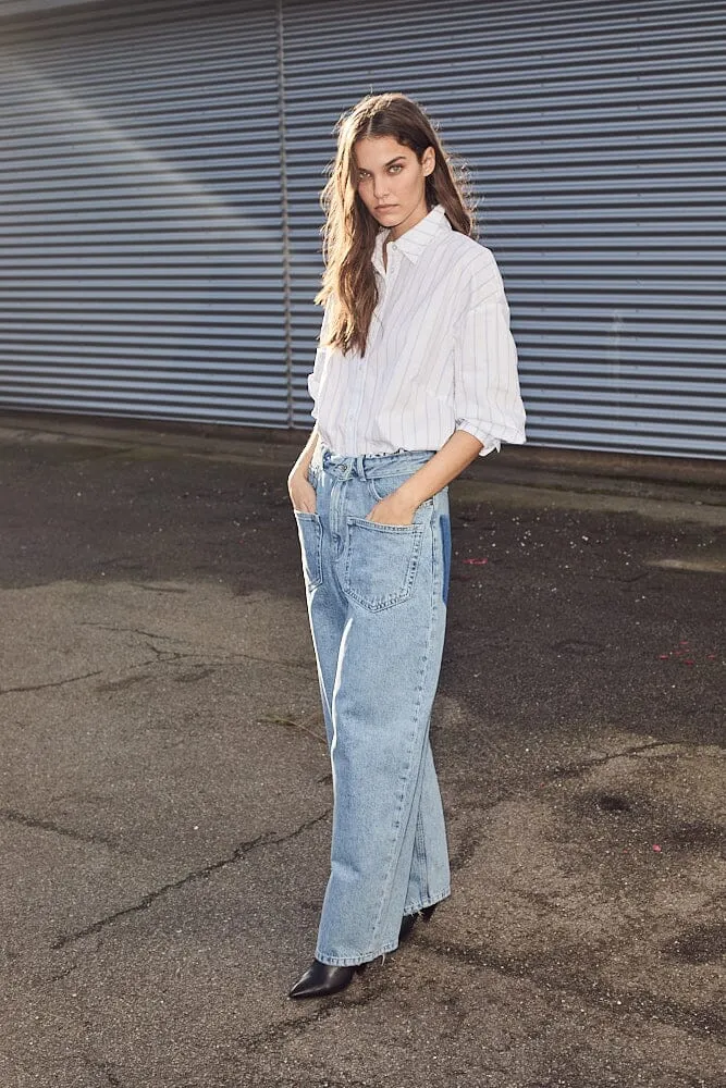 Haute L'Amitié - Flip Waist Pocket Jeans HL10179 - Bleached Denim