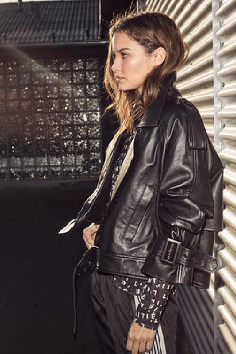 Haute L'Amitié - Leather Trench Jacket HL10165 - Black