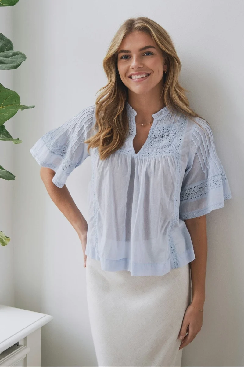 Neo Noir - Siama S Voile Blouse 164703 - 145 - Light Blue
