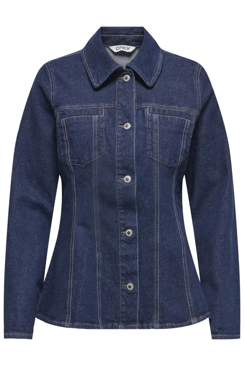 Only - Onlelle L/S Fitted Jkt Gua - 4827007 Dark Blue Denim Rinse