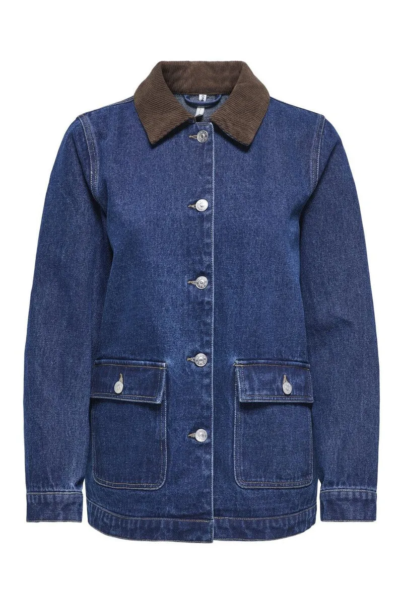 Only - Onlfrankie Ls Cord Ovs Jkt Gua - 4891459 Dark Blue Denim