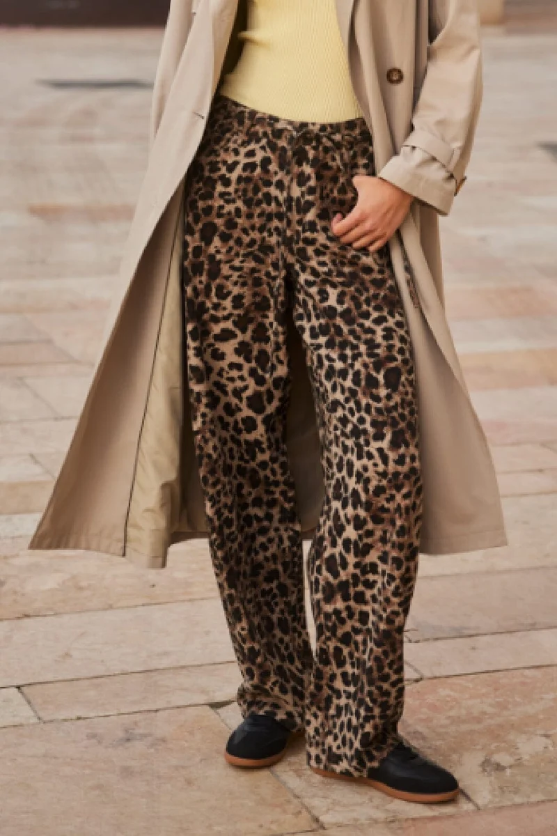 Only - Onlgianna Straight Belt Pant - 4718899 Light Taupe W Black Leo