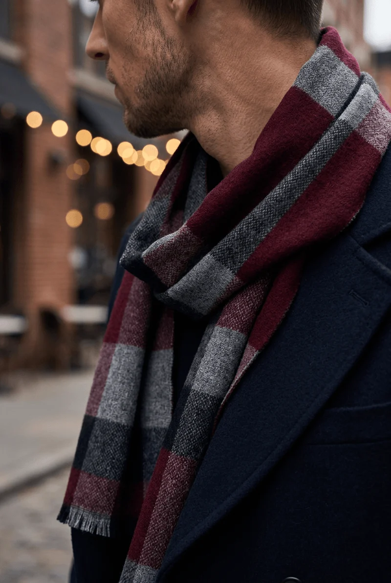 Heren Wollen Sjaal Casual | Geruit Patroon & Franjes