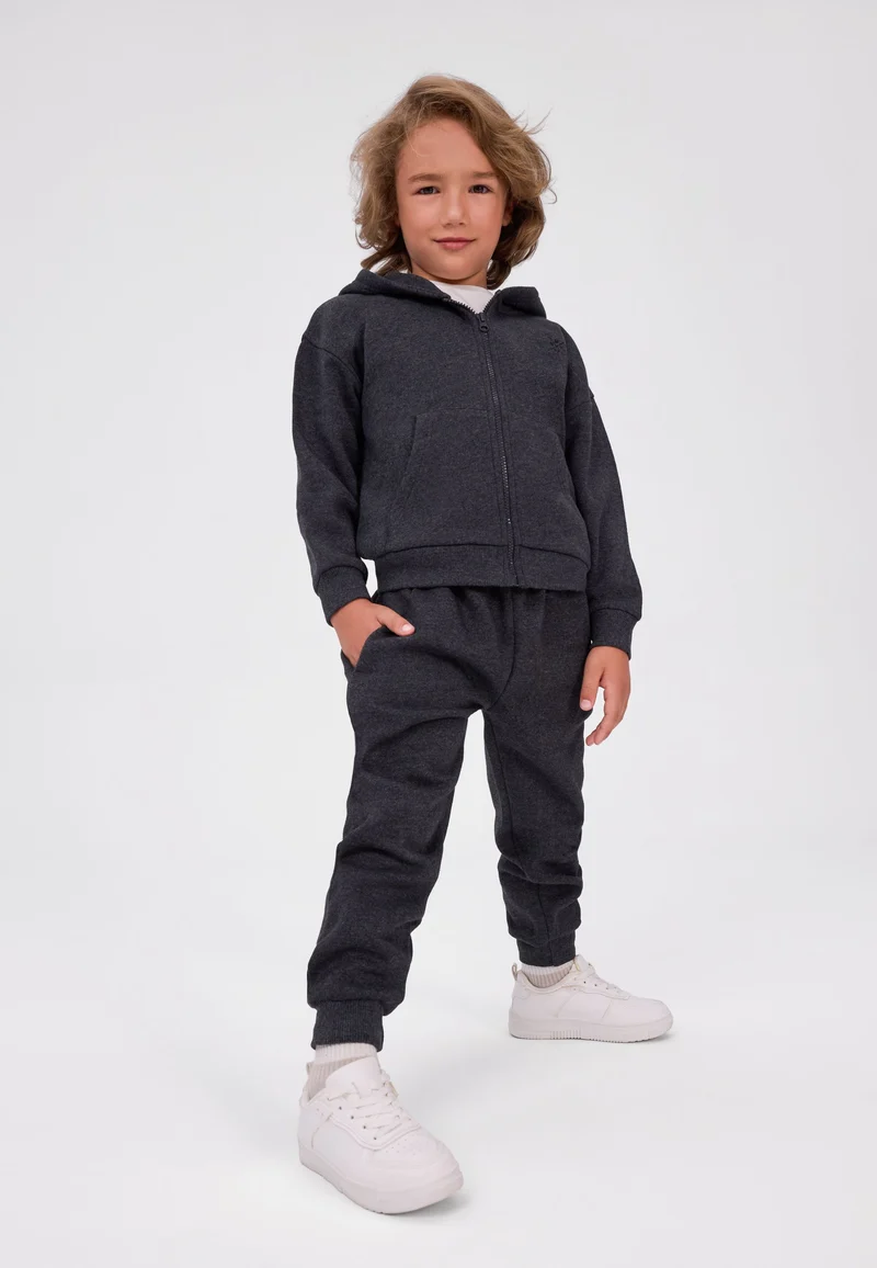 Zip-up hoodie and joggers set in charcoal grey