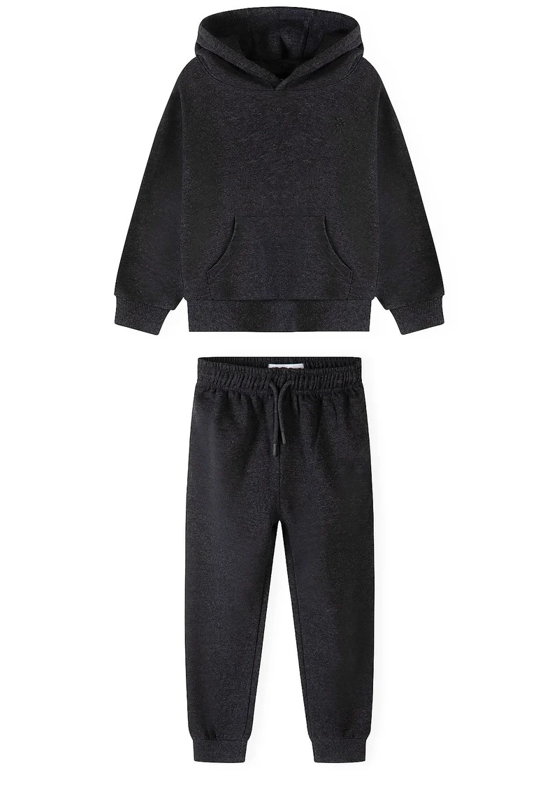 Hoodie and slim-fit joggers set in dark grey