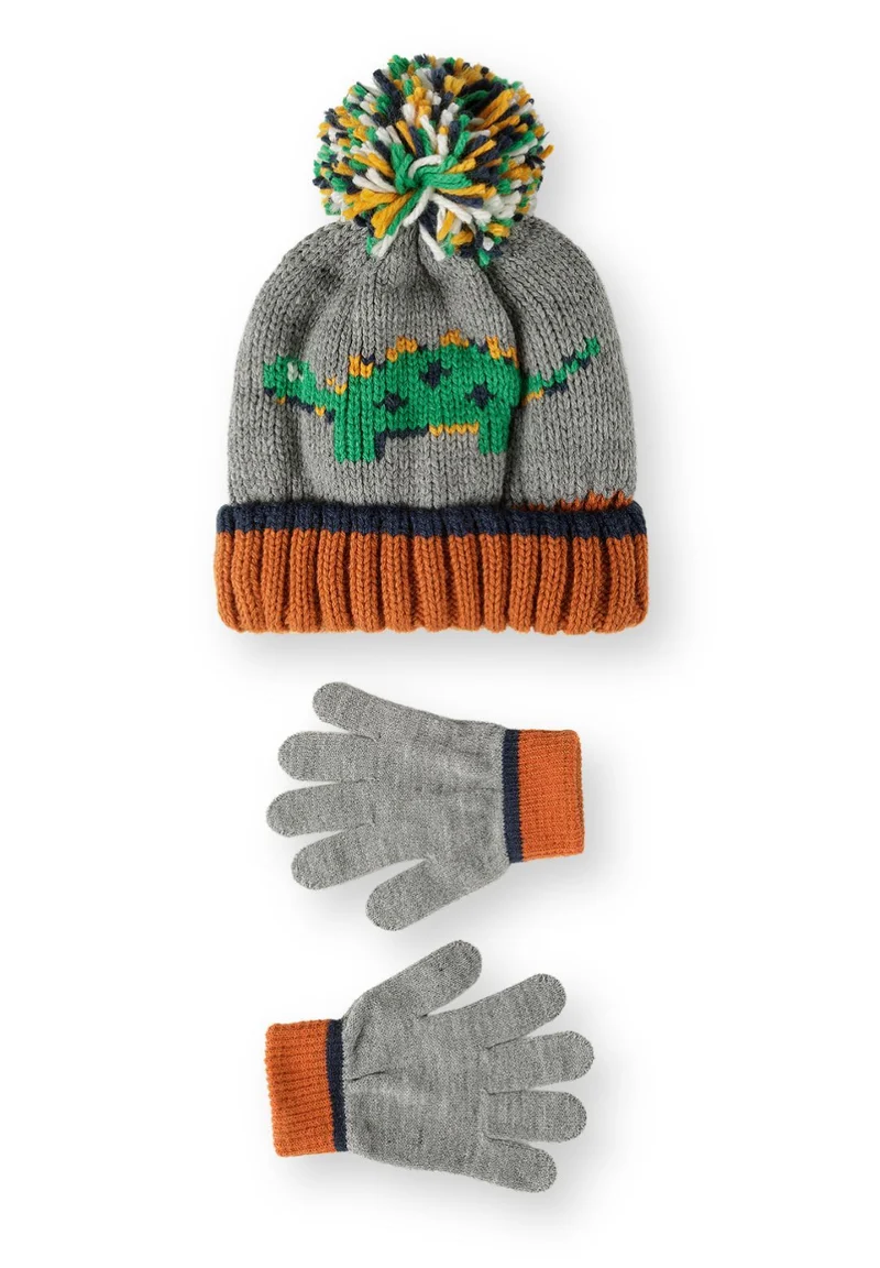 Boys' dinosaur hat and gloves set
