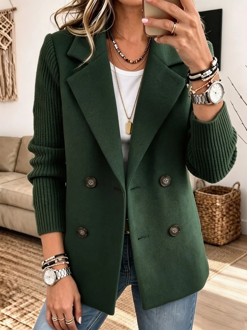 Xalviere | Dames Blazer met Gebreide Mouwen — Elegant en Warm