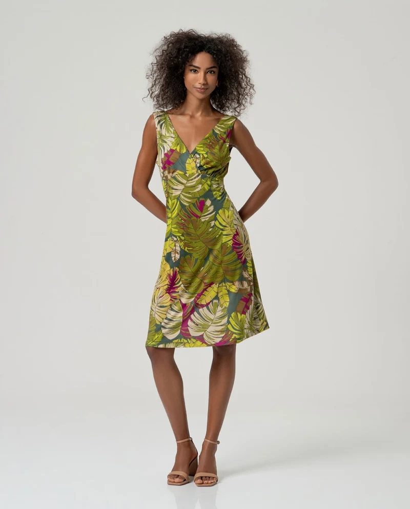 Surkana Sleeveless Cross-Over Neck Dress